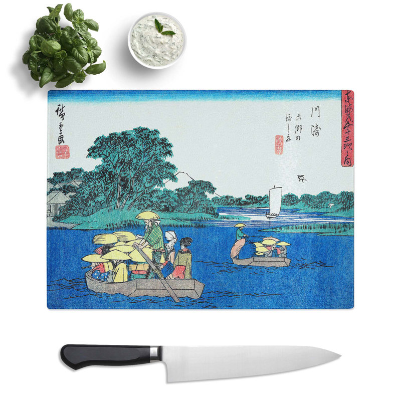 Tempered Glass Riding in the Boats by Utagawa Hiroshige Chopping Board, 28.5 cm x 20 cm