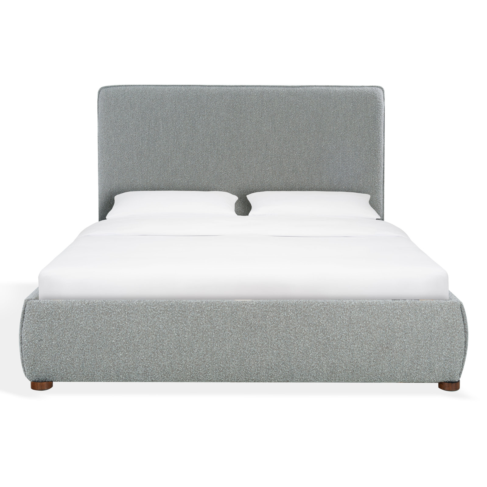 Callahan Linen Upholstered Bed, King, Light Gray Boucle