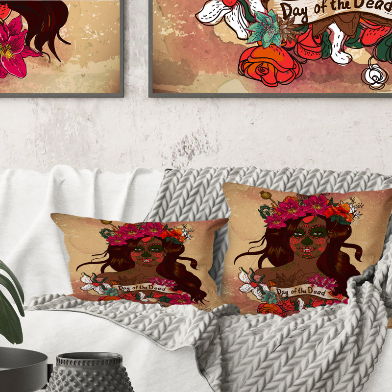Portrait du jour des morts - Coussin décoratif imprimé moderne