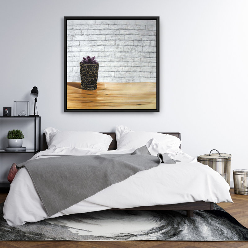 Succulent in a Pot - Toile de cactus floral pour la décoration intérieure, H 37,25 po x l 37,25 po