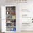 Freestanding Kitchen Pantry Cabinet, 4 Doors, Adjustable Shelves, MDF White