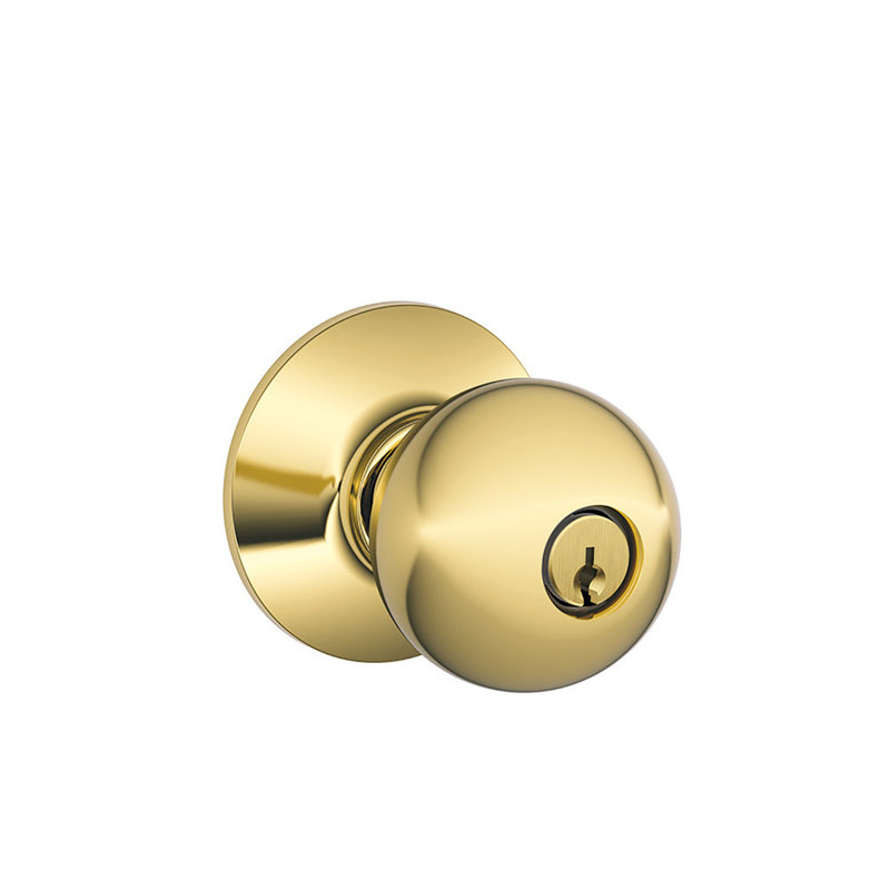 Orbit Keyed Door Knob, Lifetime Brass