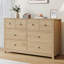 Commode 8 tiroirs Vintage avec pieds fuselés, finition chêne naturel-745585692