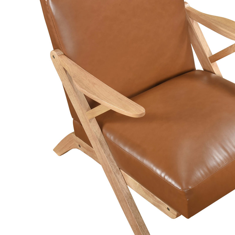 Chaise d'appoint avec cadre en bois d'hévéa massif à finition naturelle, Brun / Naturel