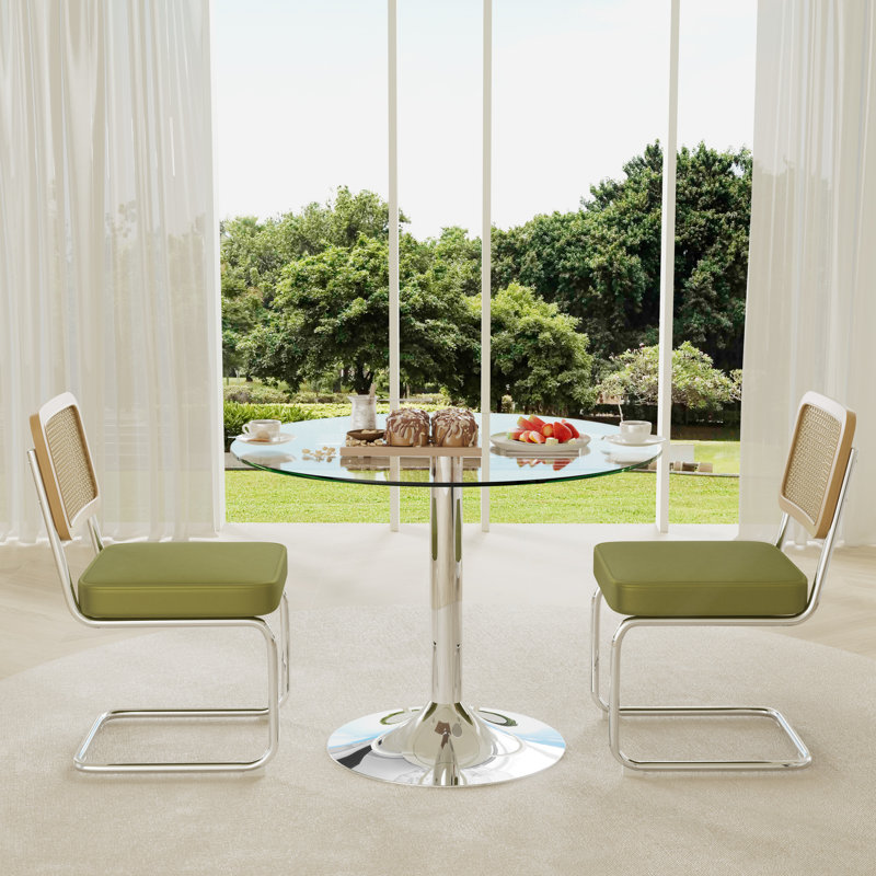 3-Piece Round Glass Dining Table Set