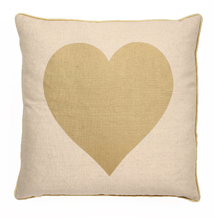 Coussin Love, Or, L 18 po x L 18 po, Pillow Cover Only - No Insert