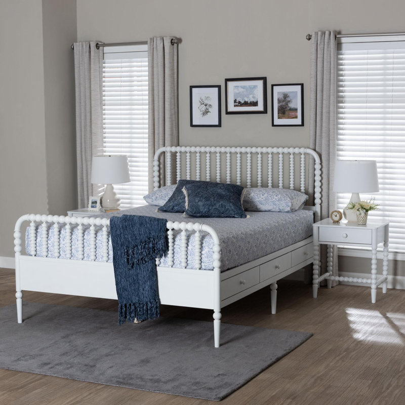 Ensemble de chambre à coucher 3 pièces Baxton Studio Dejahnay, grand lit, blanc, Blanc