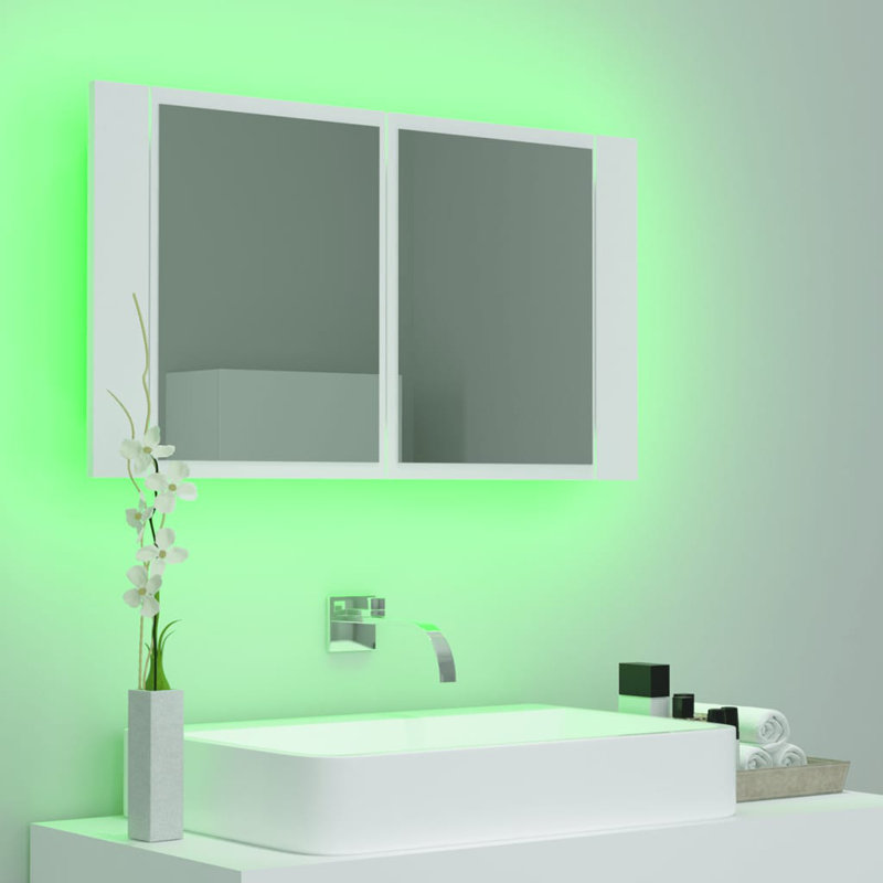 Engineered Wood Flat Wall Mirror, White, 14.6" x 15.7"