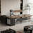 Tan Rectangular Solid Wood+Acrylic Executive Desk-2048689365-2048689387