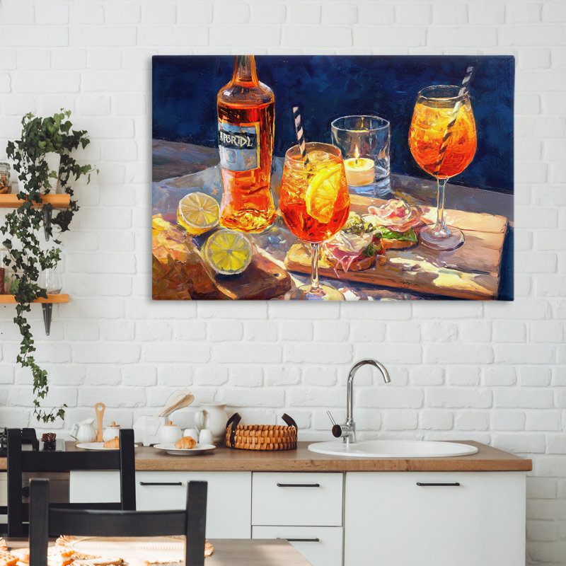 Sprits Table Still Life Canvas, design by Ziwei Li, 24" H x 36" W