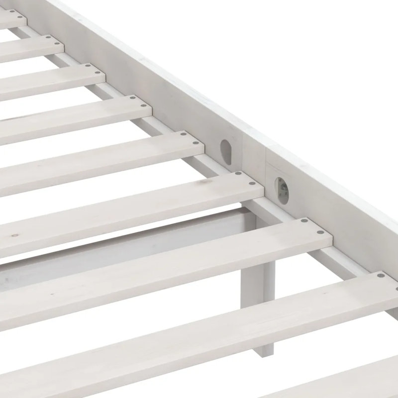 Bed Frame Solid Wood, white, 90 x 200cm