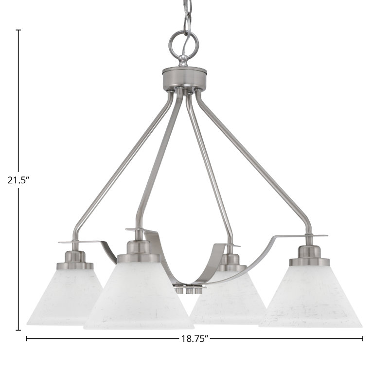 Lustre 4 lumières Odyssey Downown, Nickel brossé, Blanc