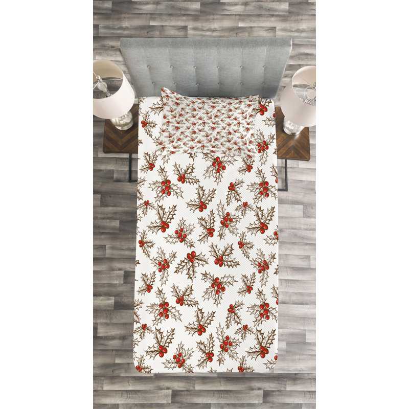 Rustic Polyester Floral Coverlet, Twin Coverlet + 1 Sham
