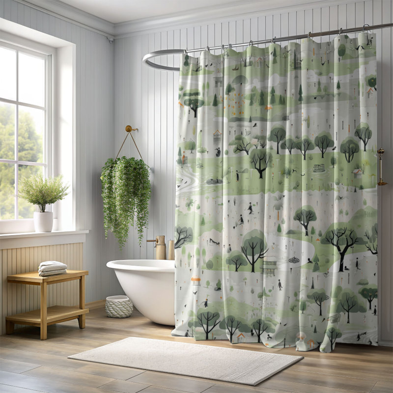 Rideau de douche Rain-Kissed Leaves - Premium, H 74 po x l 71 po