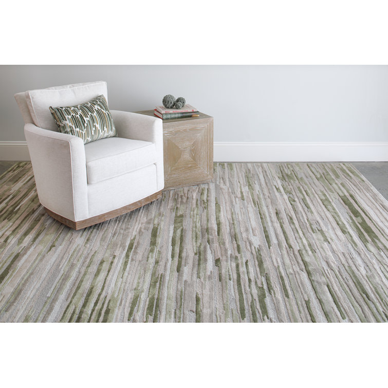 Hand-Tufted Indoor Rug Abstract Stripe Brown/Beige/Green