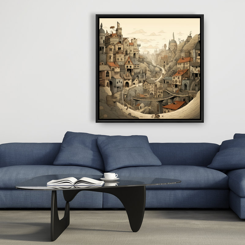 Intricate town hall - 36"x36" Framed canvas