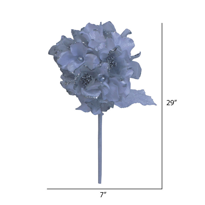 29" Velvet Sheer Hydrangea Aritificial Christmas Pick, White