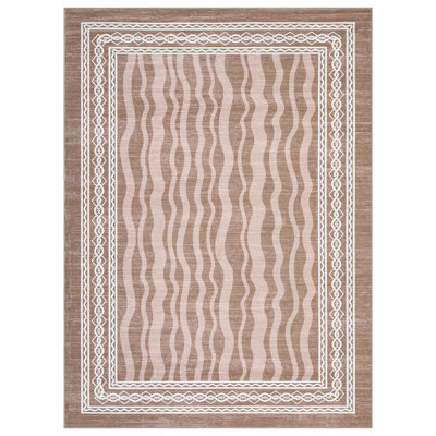Tapis moderne à bordure - à poils courts, tapis lavable - résistant aux marques, parfait pour le salon, la chambre à coucher, la salle à manger, la salle de jeux, le bureau personnel - grand 8 x 10 pi (244 x 305 cm)