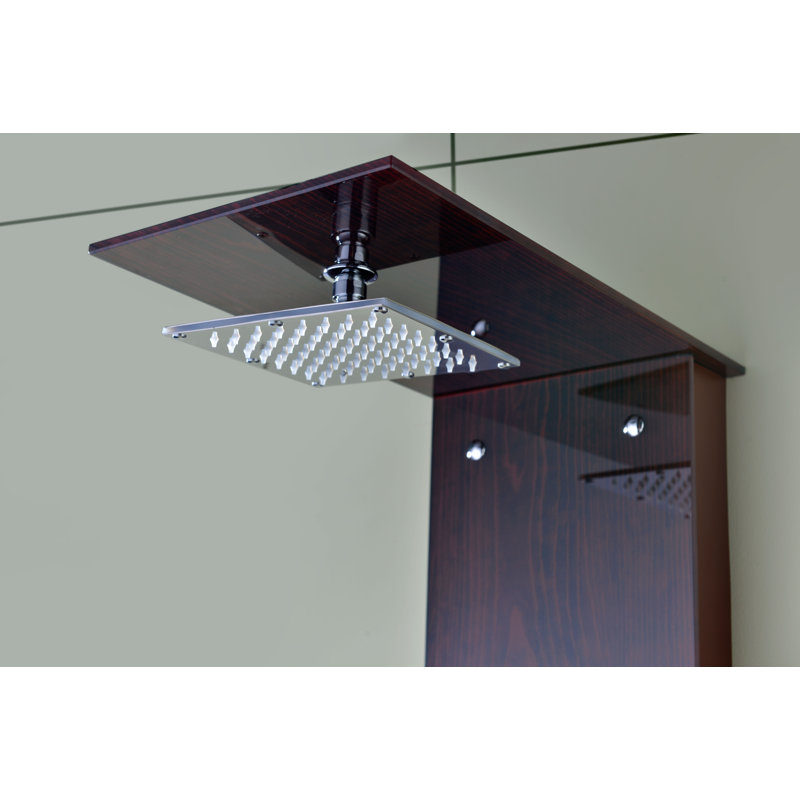 Mahogany and Chrome 61'' Adjustable Shower Panel with Body Jets