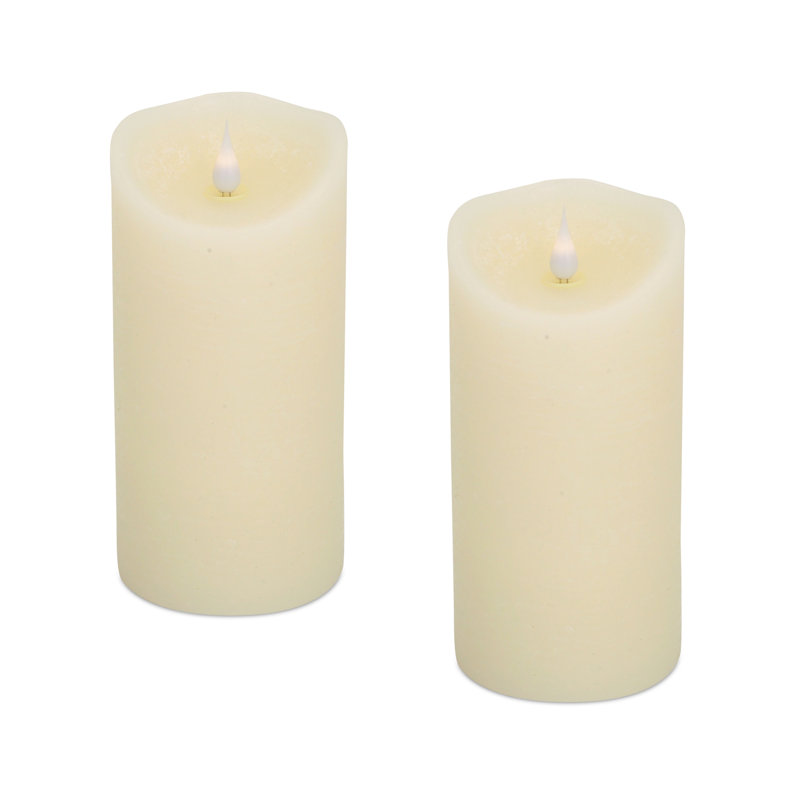 Ensemble de bougies sans flamme 2 pièces, H 7,5 po x l 3,5 po x P 4,2 po