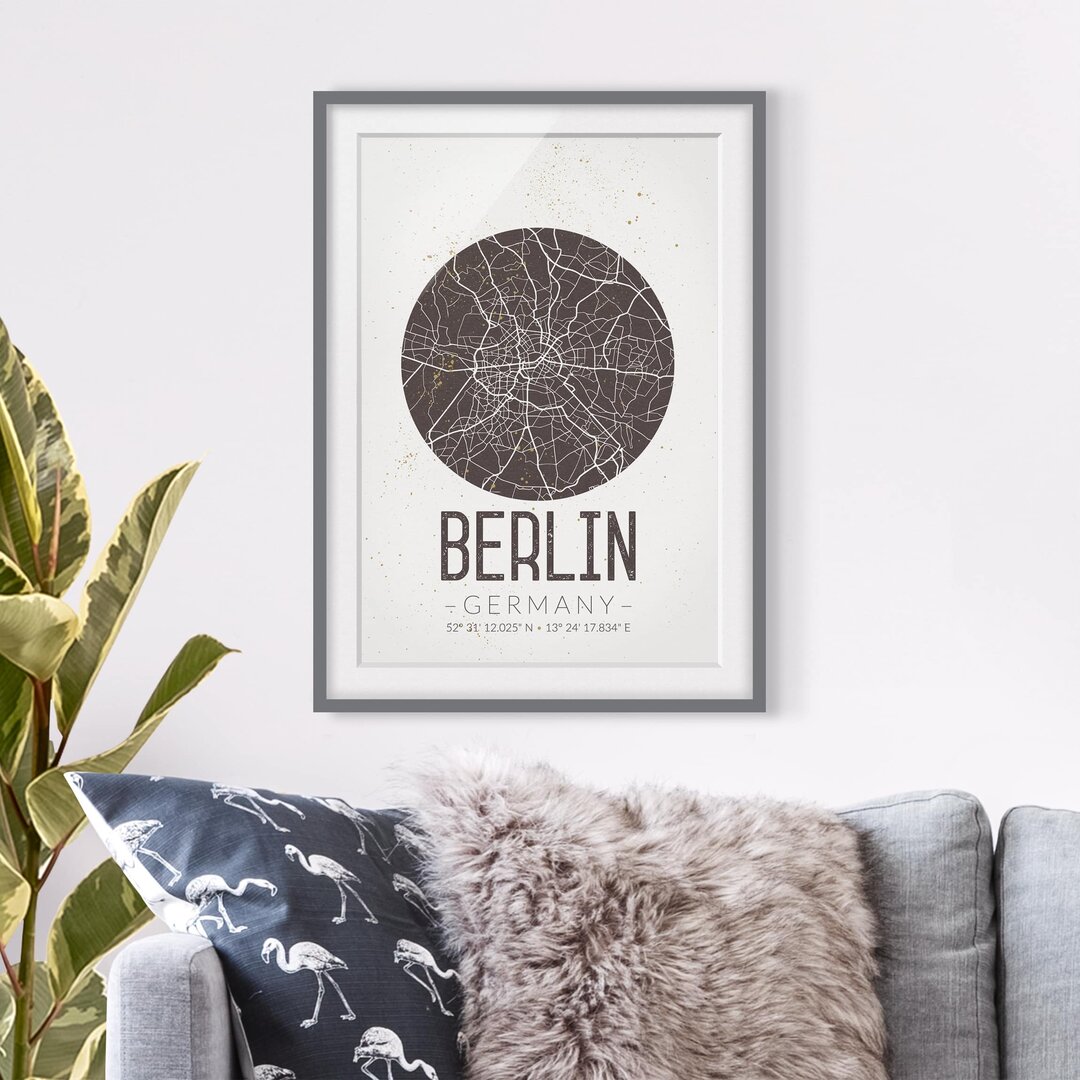 Gerahmtes Poster Berlin City Plan - Vintage