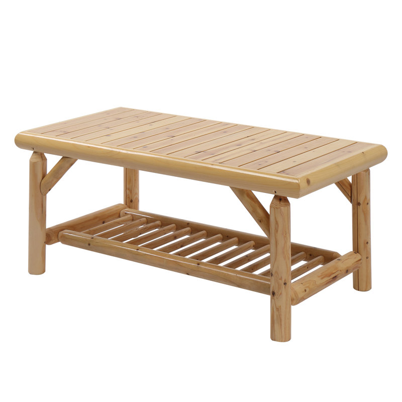 Table basse de patio en bois, Jaune