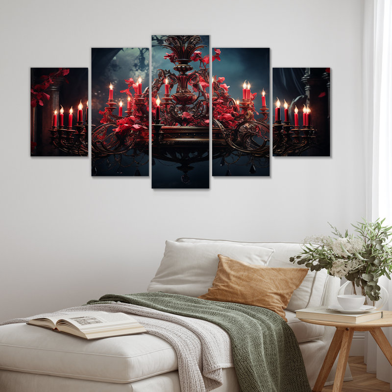 Red Red Gothic Chandelier Grace - Ensemble d'art mural multi-panneaux