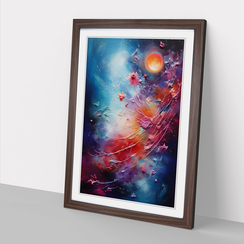 Single Picture Frame Print on Wood, 64cm H x 46cm W, Walnut Framed