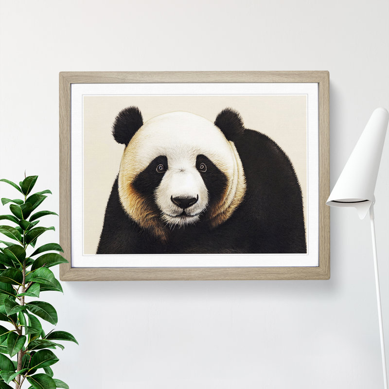 Fine Panda 1 Piece Single Picture Frame Wall Art, 34cm H x 46cm W x 2cm D, Oak Framed