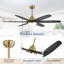 Ventilateur de plafond 60 po en bois massif avec éclairage DEL à intensité variable avec télécommande, moteur CC réversible à 6 vitesses et silencieux, noir-515908397-515908391