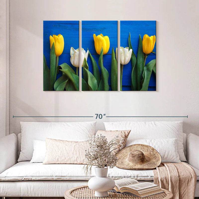 Tulipes blanches et jaunes Harnek, H 28 po x l 45 po