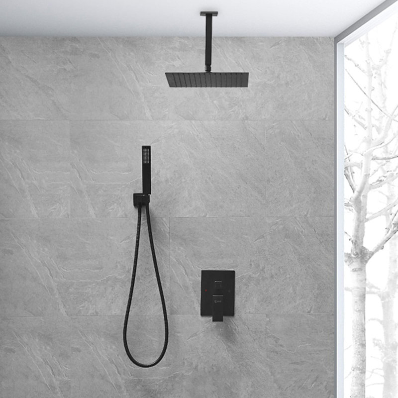 Système de douche complet avec valve, Noir mat