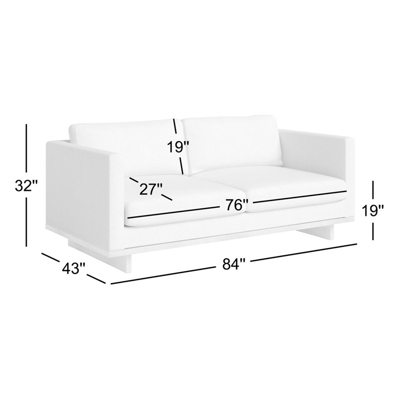Menades 84" Square Arm Sofa, 32" H x 84" W x 43" D, Landale Charcoal