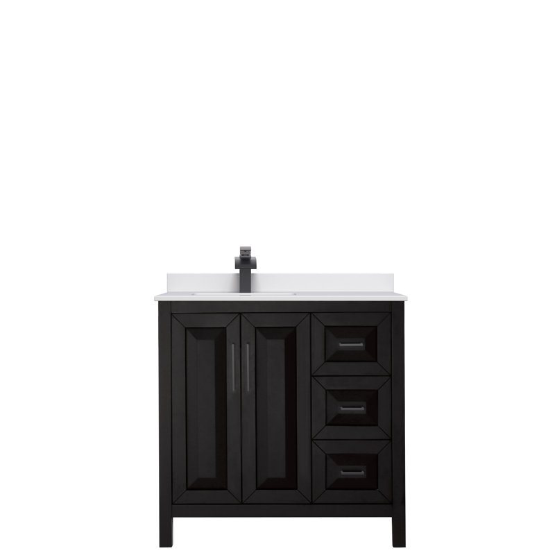 Daria 36'' W Single Vanity, White Cultured Marble, Matte Black, Dark Espresso