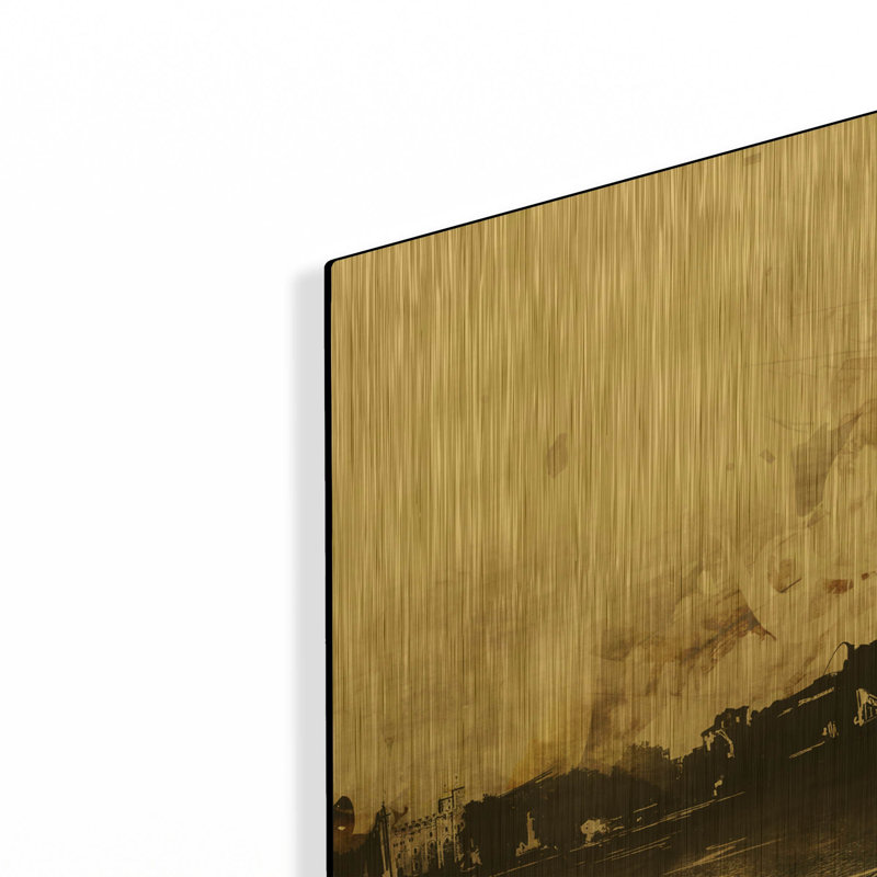 «Tower Bridge 2» par Jonathan Lam, art mural en métal doré, 24 po x 12 po, 24"x12"
