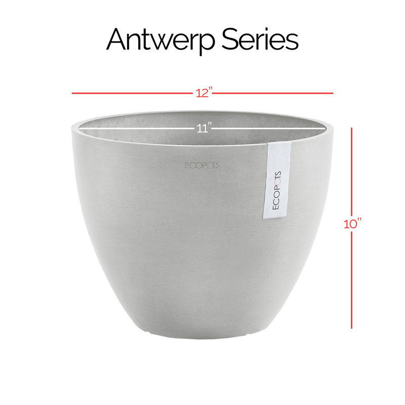 Ecopots Antwerp Indoor/Outdoor Modern Recycled Plastic Flower Pot Planter, Dark Gray, 10" H x 12" W x 12" D