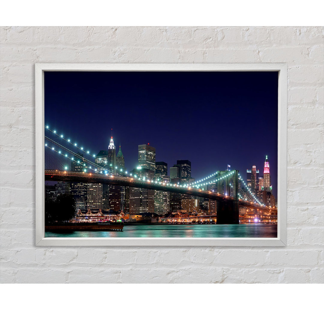 Brooklyn Bridge New York Lights - Einzelne Bilderrahmen Kunstdrucke auf Leinwand