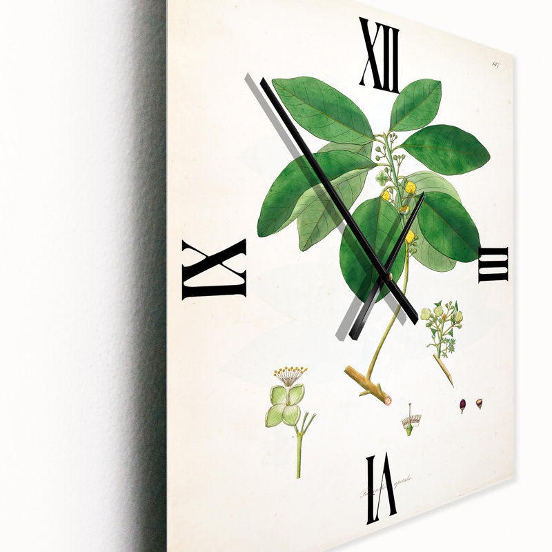 Horloge murale rétro Vintage Botanicals V, Petit