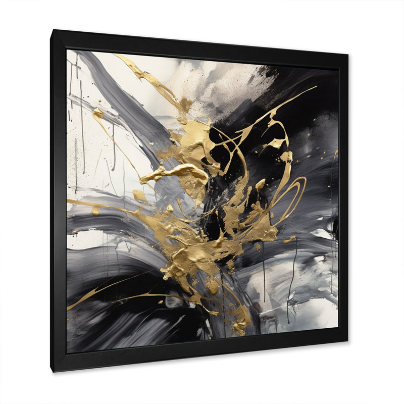 Exploration des profondeurs du marbre doré III sur toile, H 24 po x l 24 po x P 1 po, Cadre photo noir