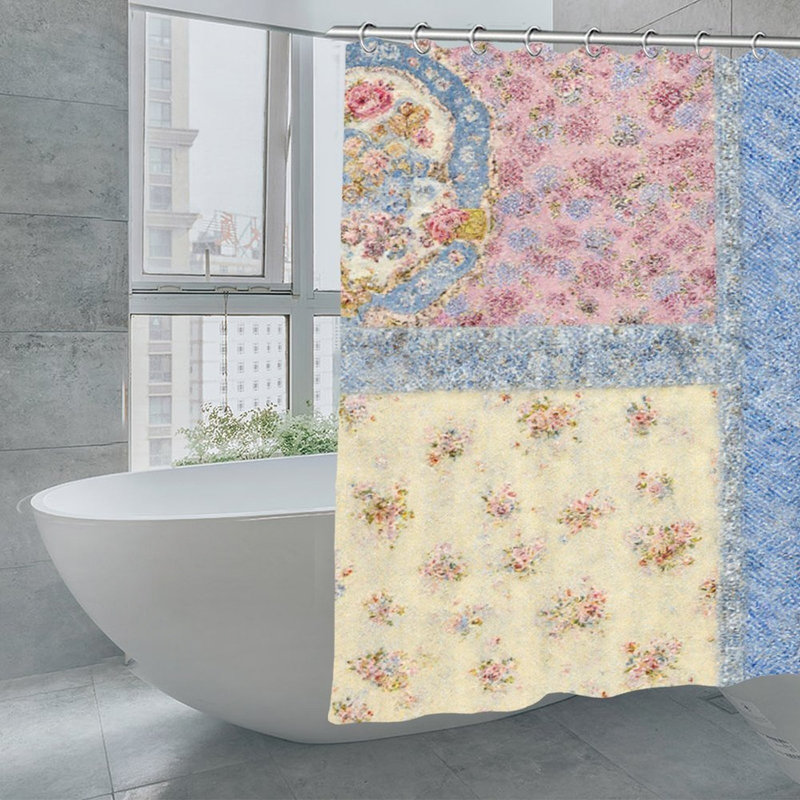 Rideaux de douche Vintage Floral Patchwork, 71 × 71
