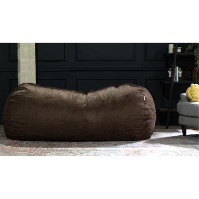 Fauteuil à billes cylindrique en suède traditionnel de 8 pieds de couleur brune - Housse lavable amovible moderne et confortable Rembourrage en mousse souple pour un confort maximal