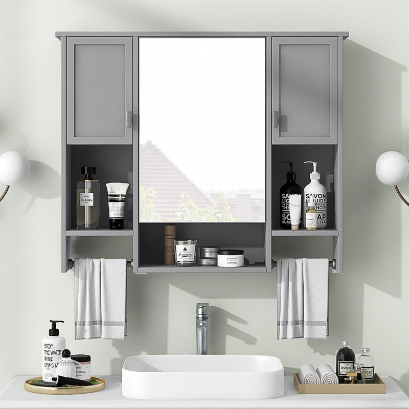 Armoire de rangement murale moderne 35 po x 28 po, Gris