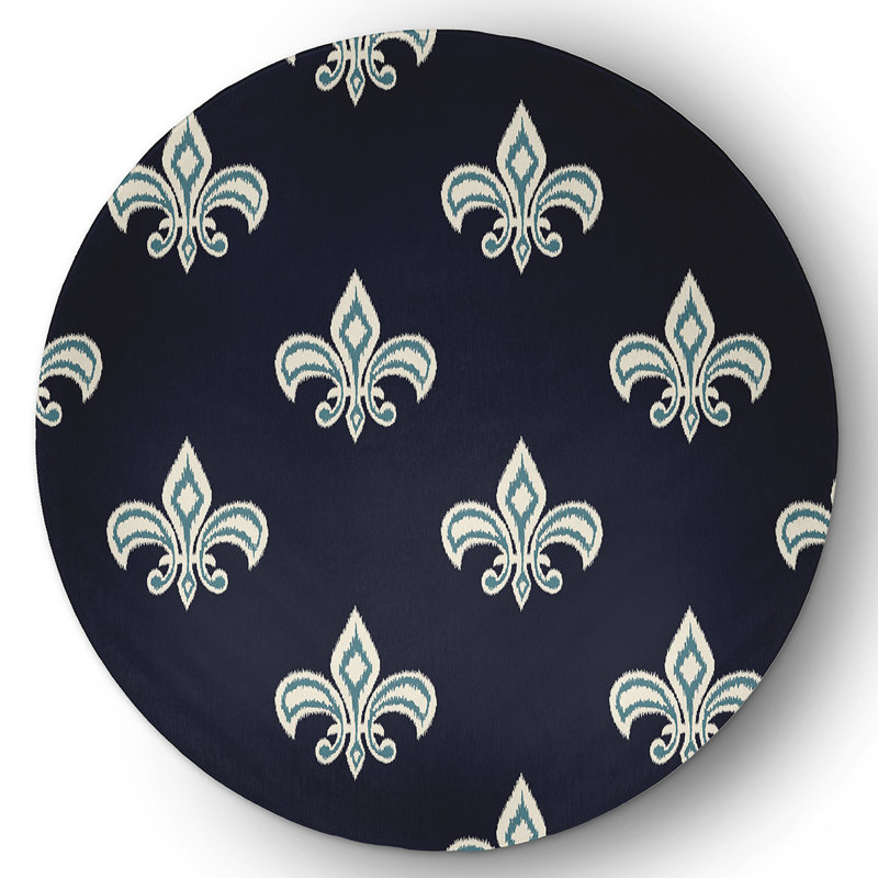 Chenille Damask Indoor Rug, Round 5'
