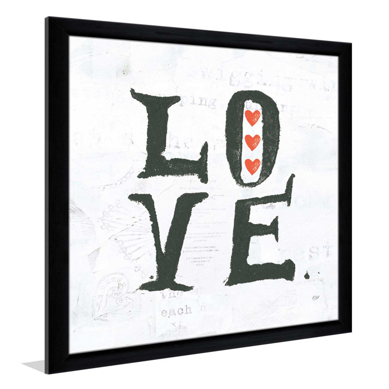 Art textuel sur toile «Love», H 21,5 po x l 21,5 po x P 0,75 po, Cadre noir