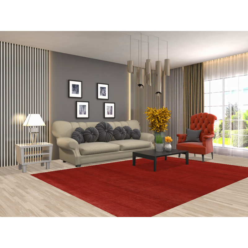 Tapis rouge moderne Gabbeh 7 x 9