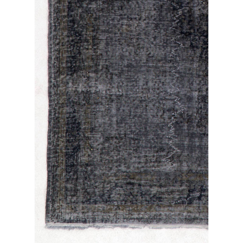 Tapis turc fait à la main 5,8 x 8,2 pi de couleur grise, tapis moderne en laine recyclé gris