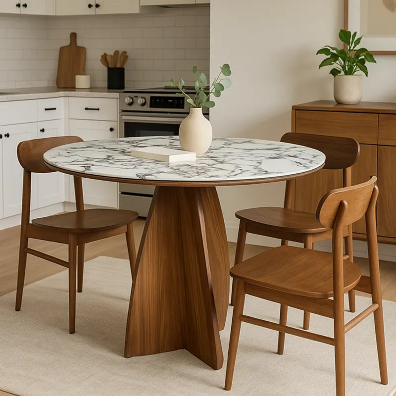 Delone Round Dining Table, White