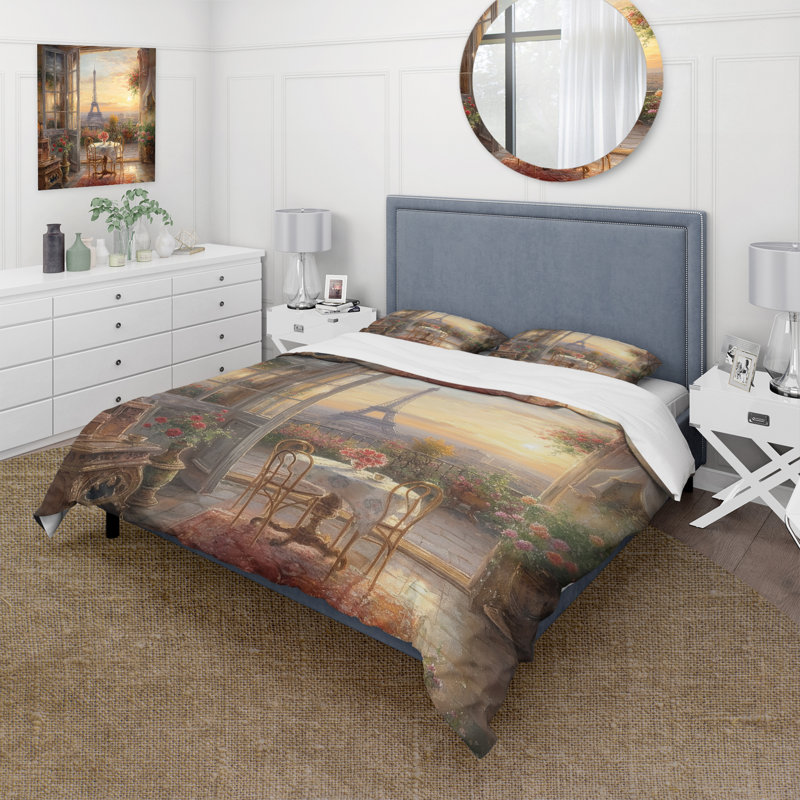 Magnifique Tour Eiffel à Paris II - Ensemble de housse de couette Cityscapes - Microfibre de polyester