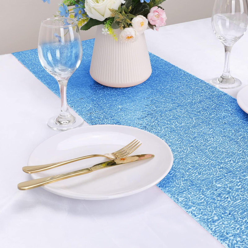 Bula Runner PET Sequins Table Runner - Set of 6, Blue
