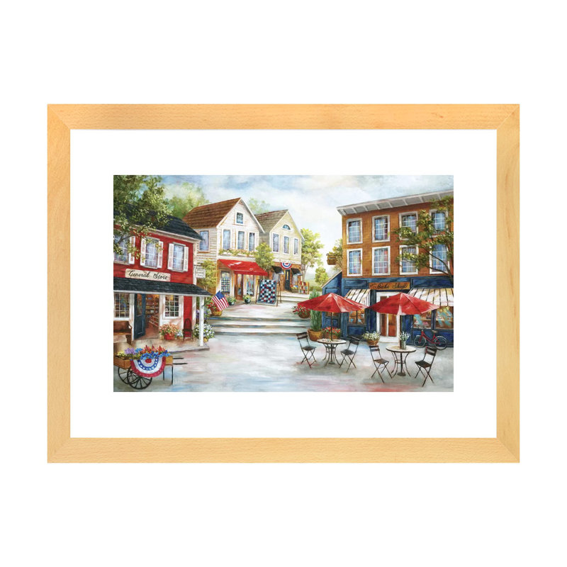 «Home Town Charm» par Nan - imprimé, Encadré naturel, H 24 po x l 32 po x P 1 po
